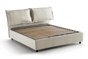 Agnese - Letto alla francese in tessuto beige 140x190 cm