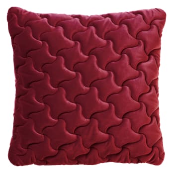 Coussin rouge en velours 45x45 cm avec motif