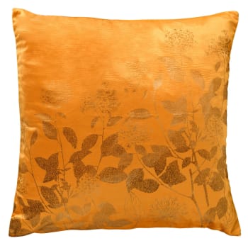 Coussin - jaune en velours 45x45 cm avec motif fleuri