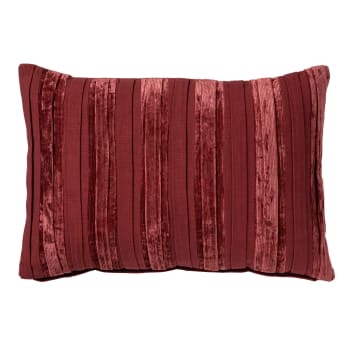 Coussin rouge en velours 40x60 cm avec motif rayé