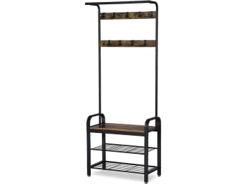 LAWSON - Appendiabiti - 72 x 33,7 x 183 cm - Marrone rustico / nero