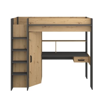 Pacome - Mezzaninbett mit Schreibtisch und Stauraum 90x200 cm -