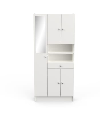 Imbattable - Badezimmerschrank Weiß mit 4 Türen und 1 Schublade mit Spiegel