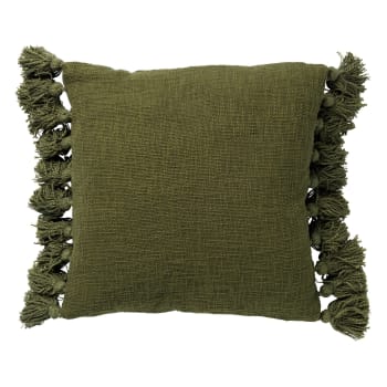 RUBY - Housse de coussin vert en coton-45x45 cm uni