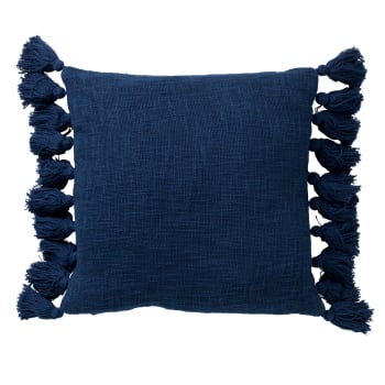 RUBY - Housse de coussin bleu en coton-45x45 cm uni