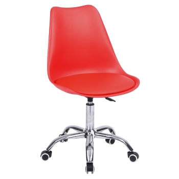 Anne - Chaise de bureau à roulettes et réglable en hauteur rouge