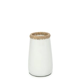 SNEAKY - Vase en terre cuite blanc naturel H22