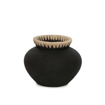 STYLY - Vase en terre cuite noir naturel H19