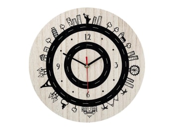 Horloge enfant en bois beige et noir
