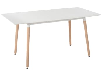 Mirabel - Tavolo da pranzo estensibile bianco e legno chiaro 120/150 x 80 cm