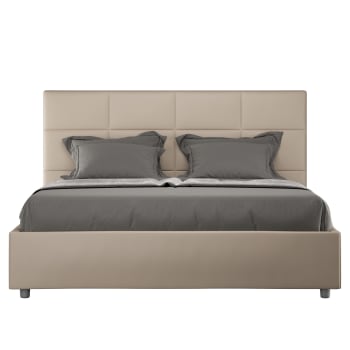 Letto senza rete imbottito 160x200 similpelle tortora GOYA