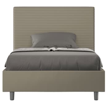 Focus - Letto una piazza e mezza contenitore 120x190 similpelle cappuccino