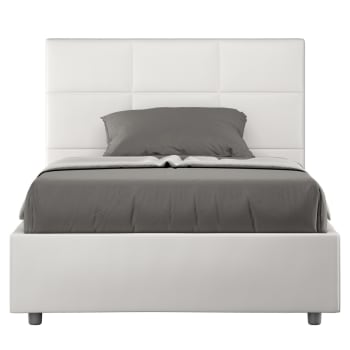 Letto senza rete imbottito 120x190 similpelle bianco AGUEDA