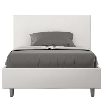 Adele - Letto una piazza e mezza con rete 120x200 similpelle bianco