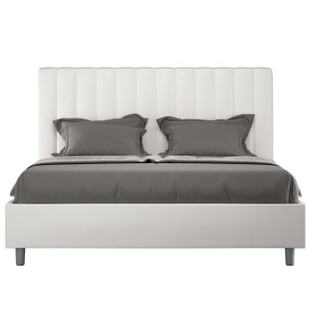 Agueda - Letto matrimoniale con rete 160x190 similpelle bianco