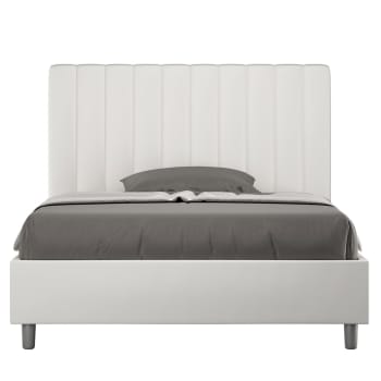 Letto contenitore imbottito 120x190 similpelle bianco Appia - 002106