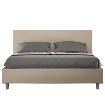 Adele - Letto matrimoniale con rete 160x200 similpelle tortora