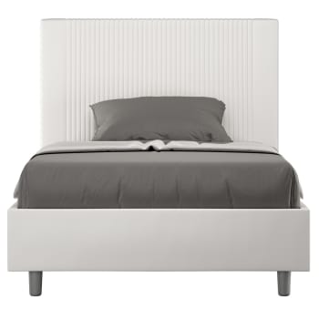 Goya - Letto una piazza e mezza con rete 120x200 similpelle bianco