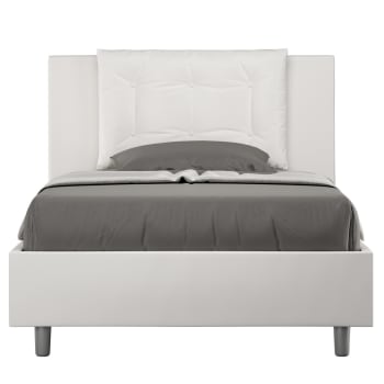 Annalisa - Letto una piazza e mezza contenitore 120x210 similpelle bianco