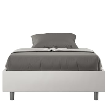 Azelia - Letto una piazza e mezza senza rete 120x190 similpelle bianco