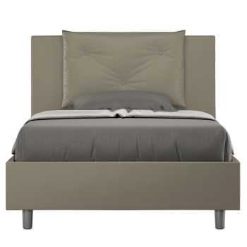 Appia - Letto una piazza e mezza contenitore 120x190 similpelle cappuccino