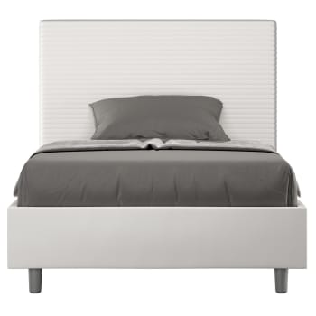 Focus - Letto matrimoniale francese con rete 140x200 similpelle bianco