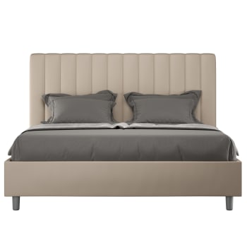 Agueda - Letto matrimoniale con rete 160x190 similpelle tortora