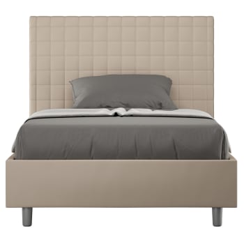 Letto matrimoniale Tiziana, Letto contenitore con rivestimento in tessuto,  100% Made in Italy, Apertura frontale, adatto per materasso Cm 160x190,  Grigio, con imballo rinforzato