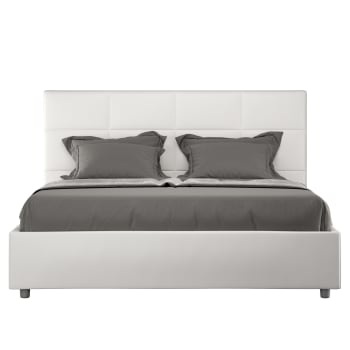 Mika - Letto matrimoniale contenitore 160x190 similpelle bianco