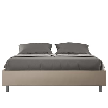 Azelia - Letto matrimoniale senza rete 160x210 similpelle tortora