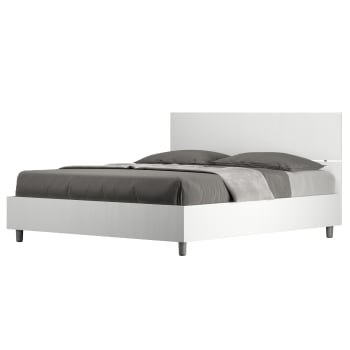 Demas - Letto matrimoniale contenitore 160x190 effetto legno bianco frassino