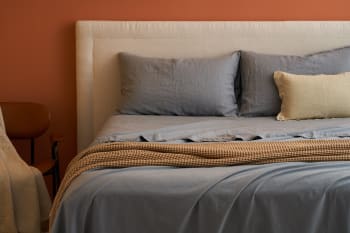 NANTES - Completo letto in cotone e lino grigio 200x180 cm