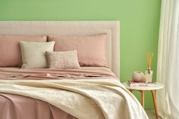 NANTES - Completo letto in cotone  e lino rosa 200x180 cm