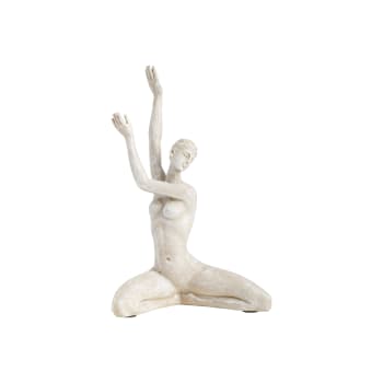 GAIA - Statua decorativa di Gaia femmina seduta in poliresina beige H23