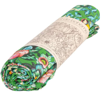 Nila - Nappe grand format en coton imprimé design fleuri vert 140x235