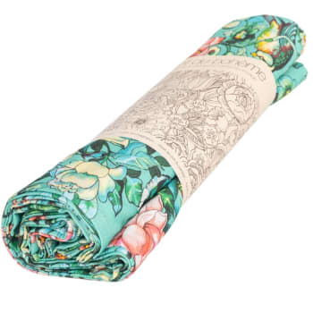 Nila - Nappe grand format en coton imprimé fleuri turquoise 140x235