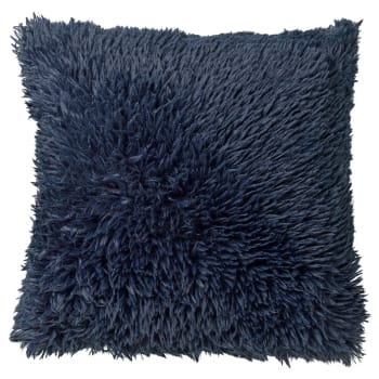 Fluffy - Coussin - bleu fausse fourrure 45x45 cm uni