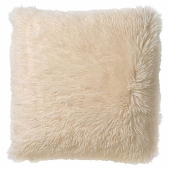 Fluffy - Coussin - blanc fausse fourrure 45x45 cm uni