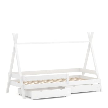 Letto bambini camino legno bianco Montessori 90x190cm