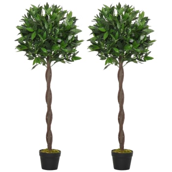 Outsunny - Set di 2 alberi di alloro in vaso verde