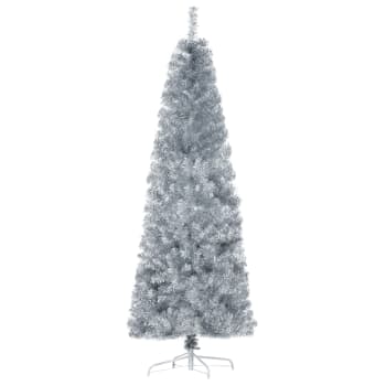 DecHome Albero di Natale Slim h. 210 cm in PVC con Base in Plastica Design  Verde - 825DH96