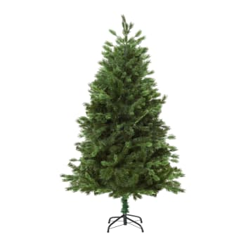 HOMCOM Albero di Natale 150 cm con 828 Rami Ignifughi, Albero di Natale Innevato Artificiale Folto, Effetto Realistico, con Base in Metallo Pieghevole, per Casa, Ufficio e Negozio, Facile Montaggio