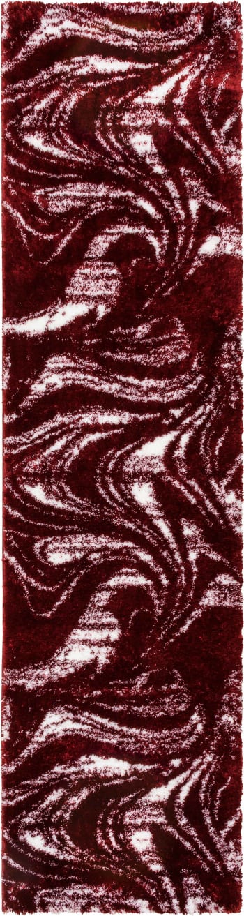 OSLO - Tapis shaggy moderne design rouge - 80x300 cm