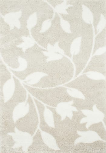 OSLO - Tapis shaggy motif fleur beige - 160x230 cm