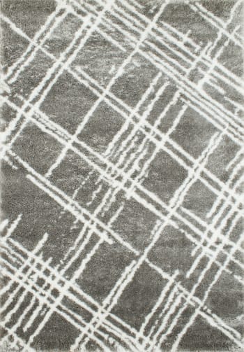 OSLO - Tapis shaggy abstrait motif géométrique gris - 160x230 cm