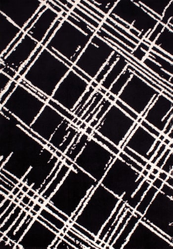 OSLO - Tapis shaggy abstrait motif géométrique noir - 120x160 cm
