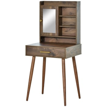 Homcom - Tavolo per trucco in legno con specchio cassetto e 4 ripiani