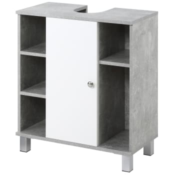 Kleankin - kleankin Mobiletto Sottolavandino in Legno Bianco Grigio 60x30x68cm