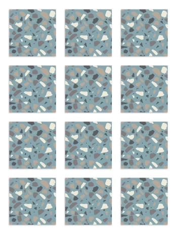 AZULEJOS ADHESIVOS - Azulejos Adhesivos 48 Baldosas de 15x15cm Piedras Color Azul