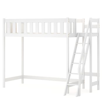 Cama alta con escritorio y colchón natural blanco 90x190 cm Ali